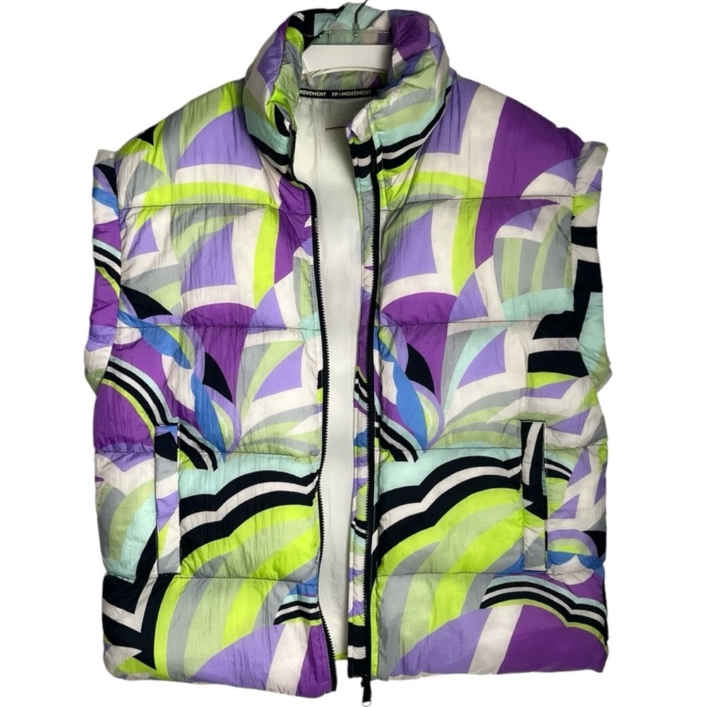 FREE PEOPLE In A Bubble Printed Puffer Purple Vest - Picture 3 of 16